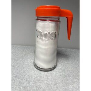 Vintage 1970s Tang Glass Jar with Orange Plastic Lid & Spout